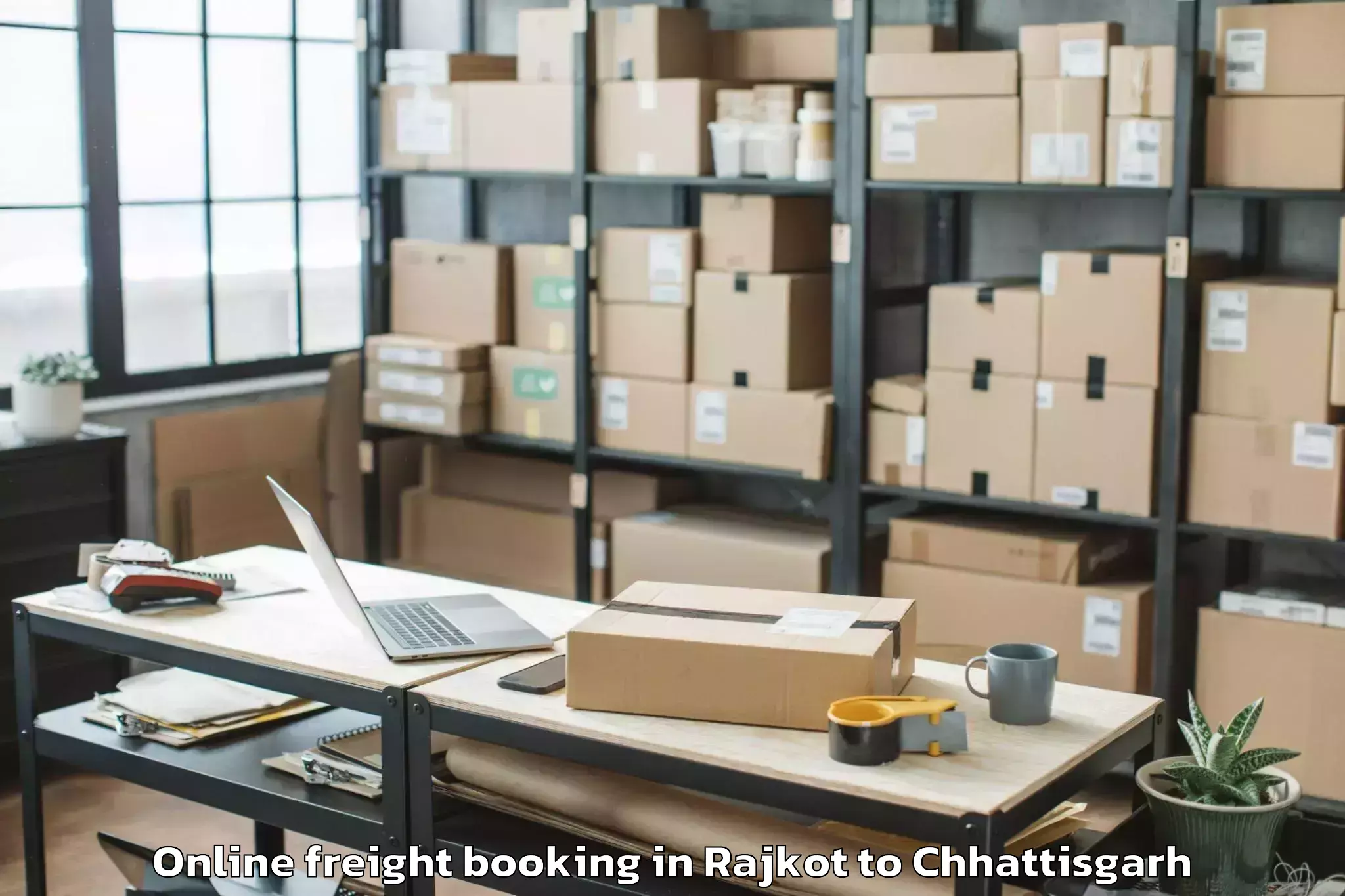 Top Rajkot to Isbm University Gariyaband Online Freight Booking Available